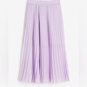H&M pleated midi skirt Light Purple A-Line chiffon lavender
